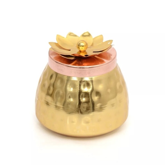 Copper Hammered Metal Jar with Flower top Box/Container/Chocolate/ Dry fruit Box - Picture 2 of 8